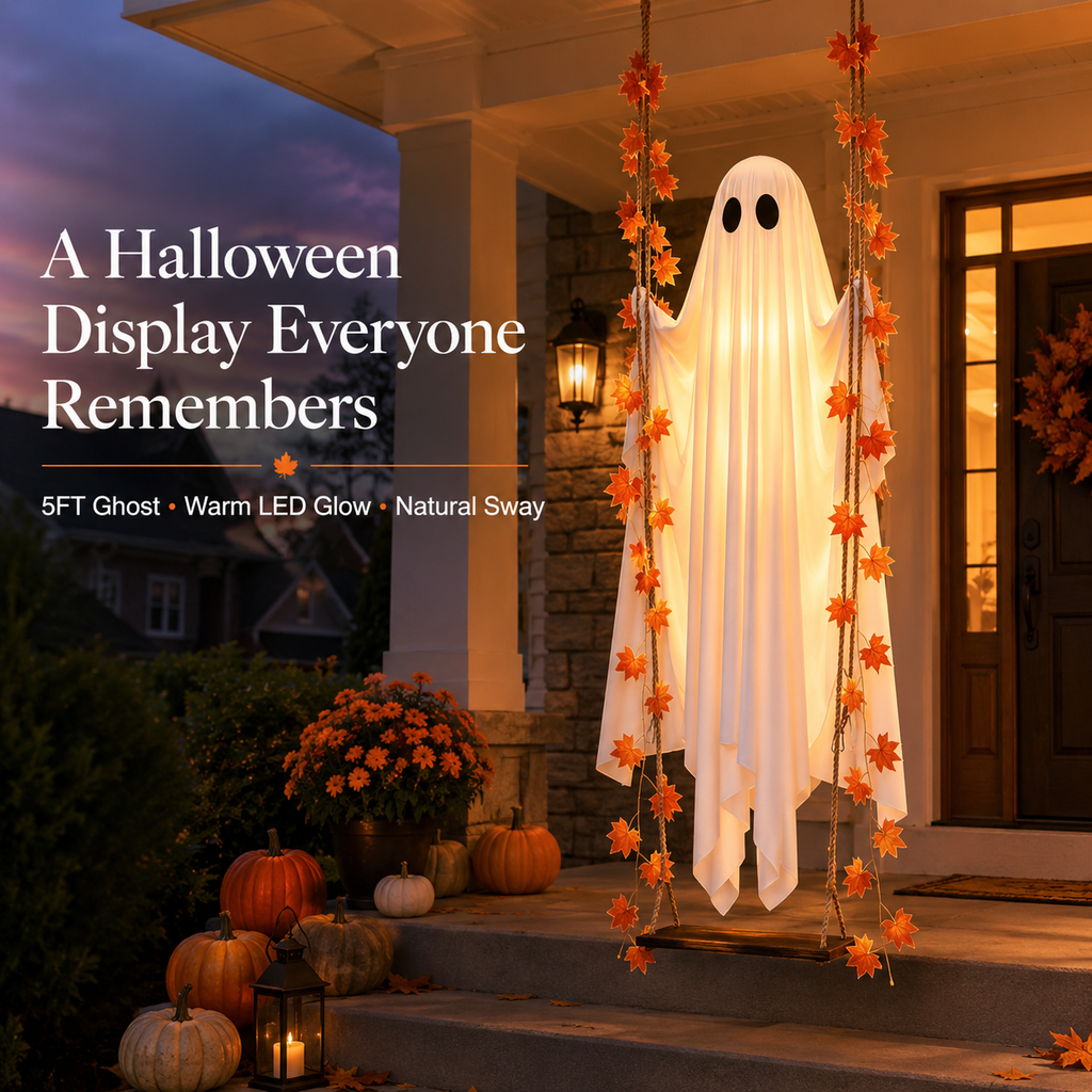 Swinging Ghost – Halloween Porch Decor 🎃✨