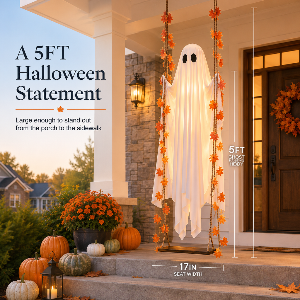 Swinging Ghost – Halloween Porch Decor 🎃✨