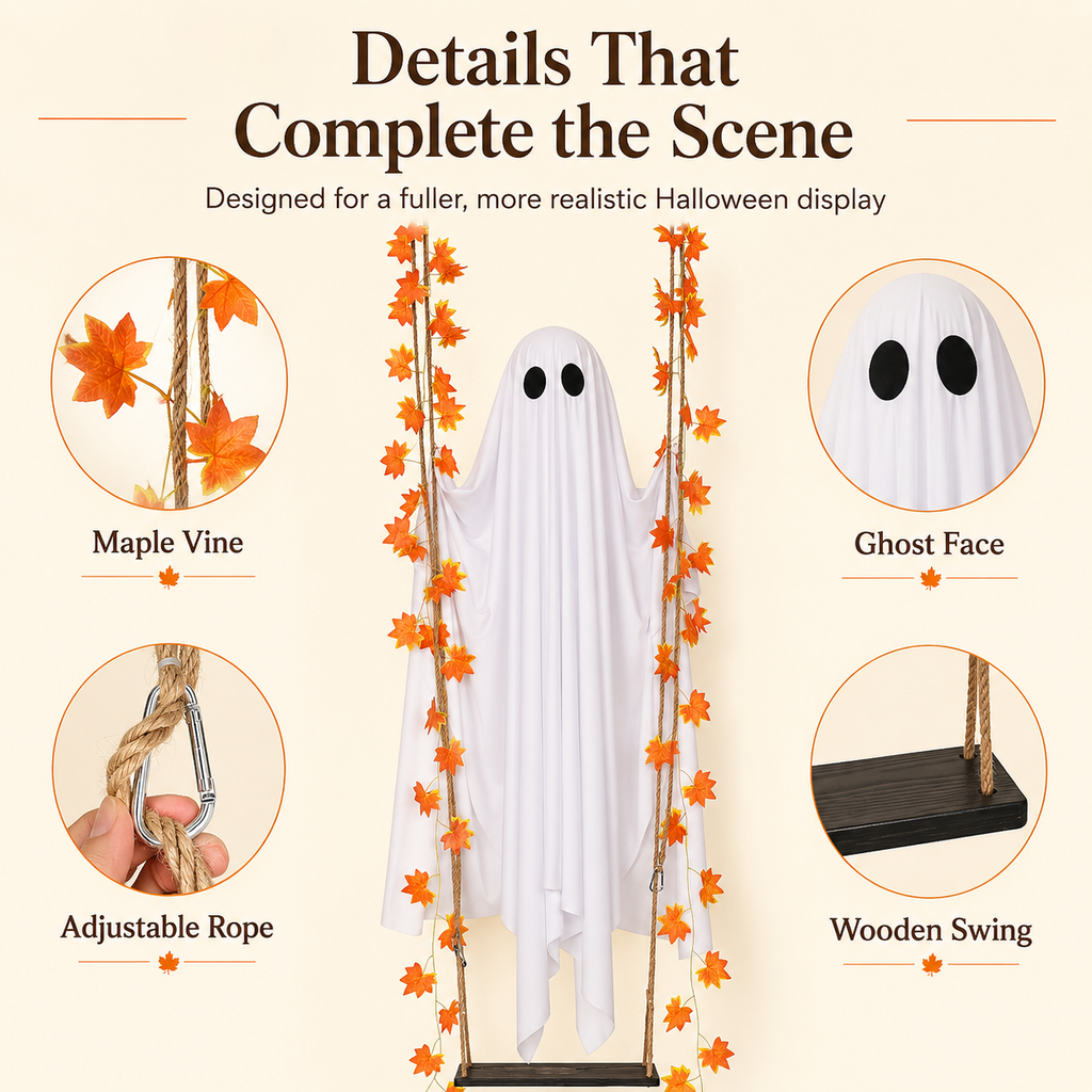 Swinging Ghost – Halloween Porch Decor 🎃✨